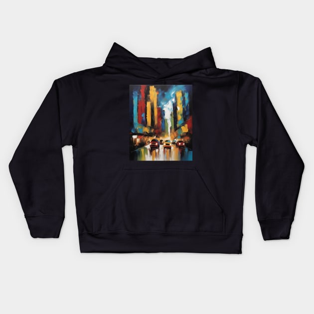 City Lights - Expressipnism Kids Hoodie by AnimeVision